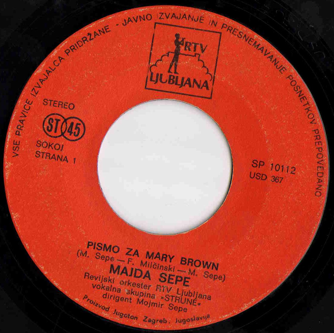 Majda Sepe Pismo za Mary Brown 1976 LP A