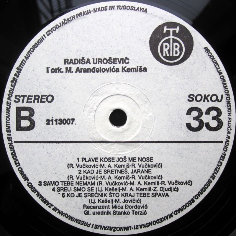 Radisa Urosevic 1984 05 07 Ploca B Strana