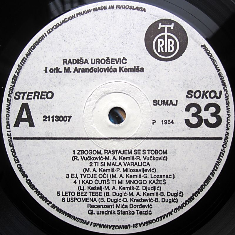 Radisa Urosevic 1984 05 07 Ploca A Strana