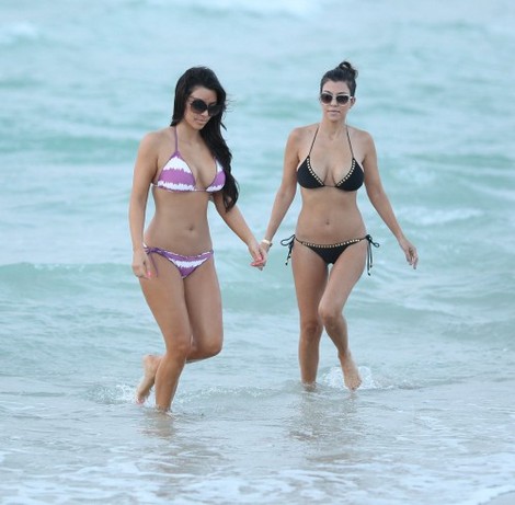 Kim and Kourtney Kardashian bikinis